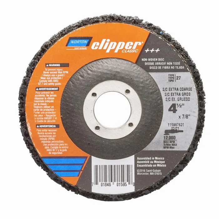 Norton 4-1/2 in. D X 7/8 in. Silicon Carbide Clipper Classic Disc 1 each