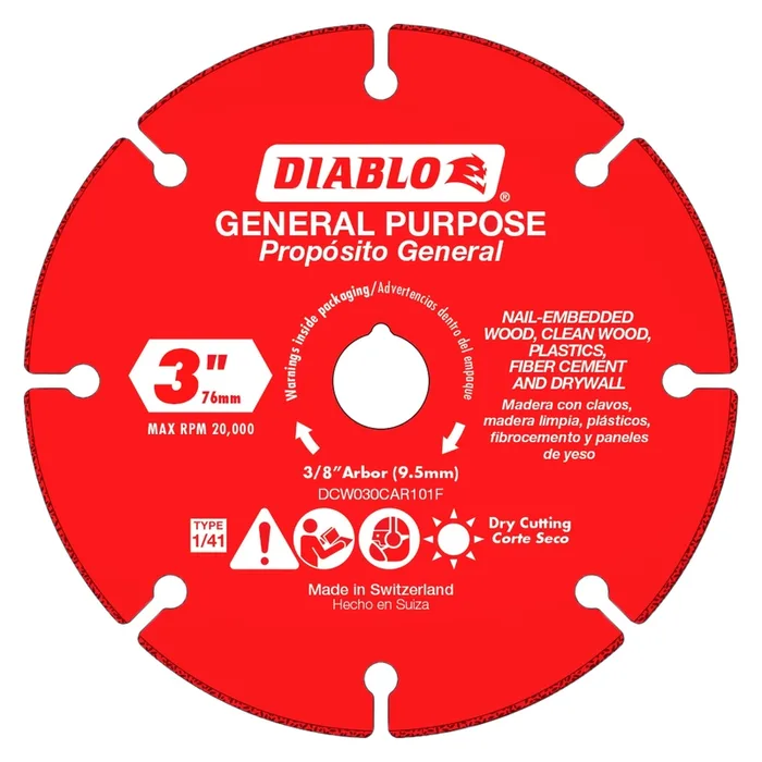 Diablo 3 in. D X 3/8 in. X 1.8MM in. thick Carbide Cut-Off Wheel 1 pc