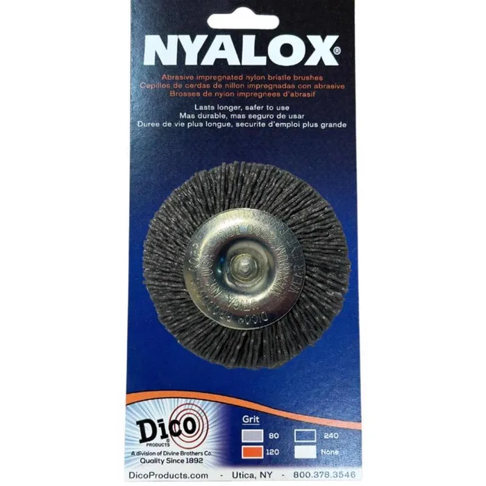 Dico Nyalox 3 in. Coarse Crimped Mandrel Mounted Wheel Brush Nylon 2500 rpm 1 pc