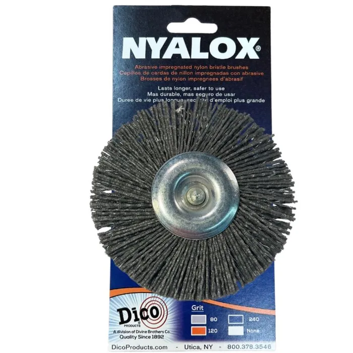 Dico Nyalox 4 in. Coarse Crimped Mandrel Mounted Wheel Brush Nylon 2500 rpm 1 pc