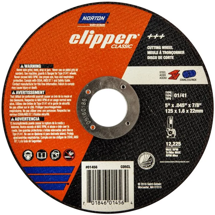 Norton Clipper 5 in. D X 7/8 in. X 0.040 in. thick Aluminum Oxide Classic Cut-Off Wheel 1 pk