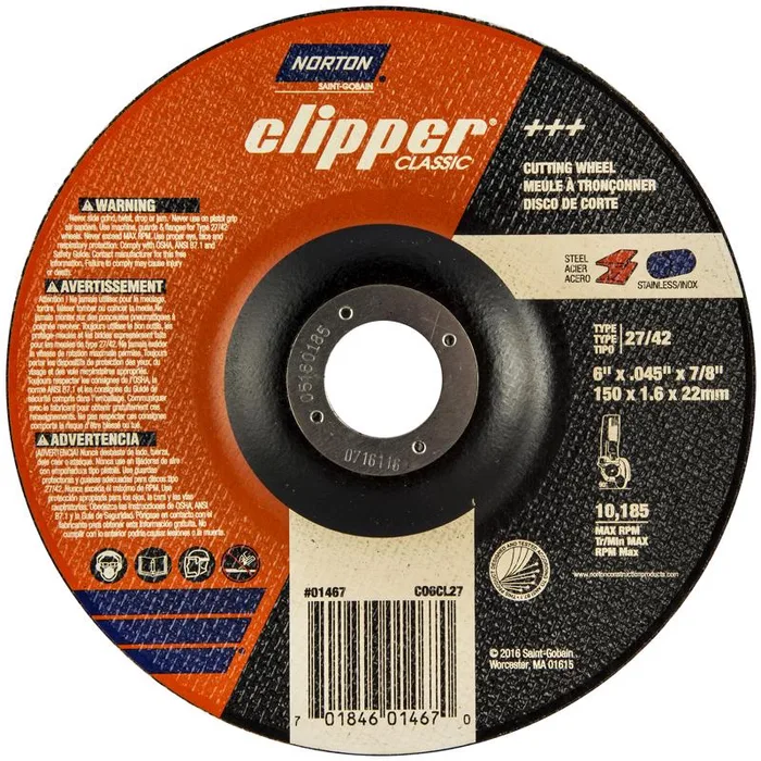 Norton Clipper 6 in. D X 7/8 in. X .045 in. thick Aluminum Oxide Classic Cut-Off Wheel 1 pk