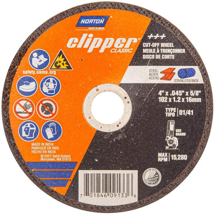 Norton Clipper 4 in. D X 5/8 in. X .045 in. thick Aluminum Oxide Classic Cut-Off Wheel 1 pk