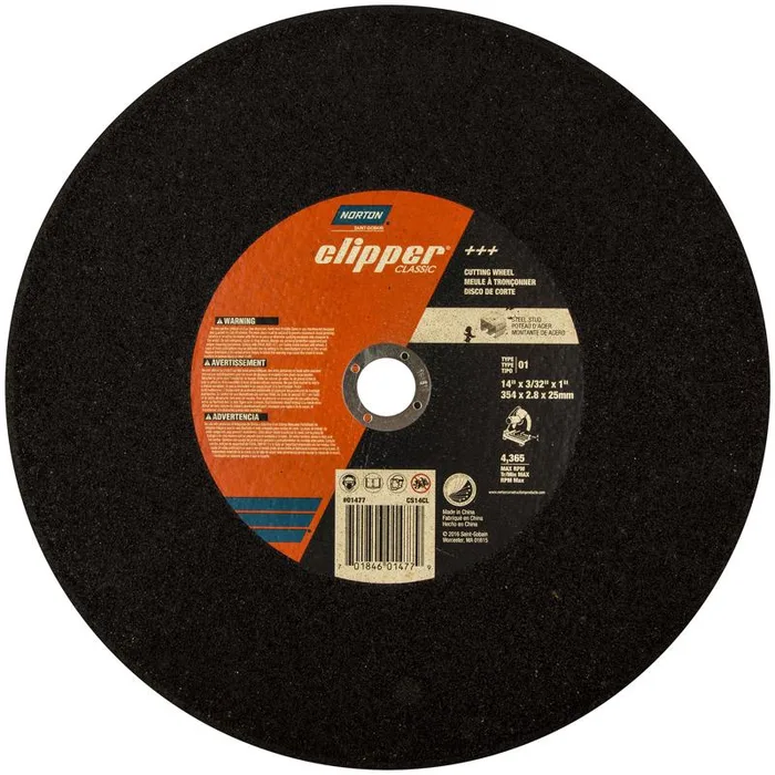 Norton Clipper 14 in. D X 1 in. X 3/32 in. thick Aluminum Oxide Classic Cut-Off Wheel 1 pk