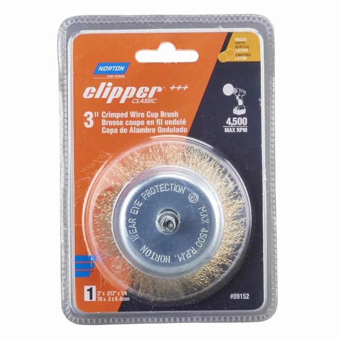 Norton Clipper 3 in. Crimped Wire Cup Brush Brass 4500 rpm 1 pc
