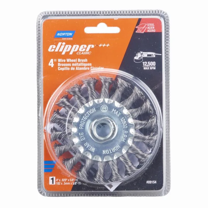 Norton Clipper 4 in. Knotted Wire Wheel Brush Carbon Steel 12500 rpm 1 pc