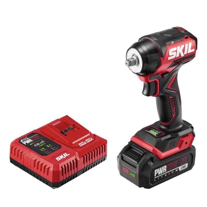 SKIL 20V PWRCORE 3/8 in. Cordless Brushless Compact Impact Wrench Kit (Battery & Charger)