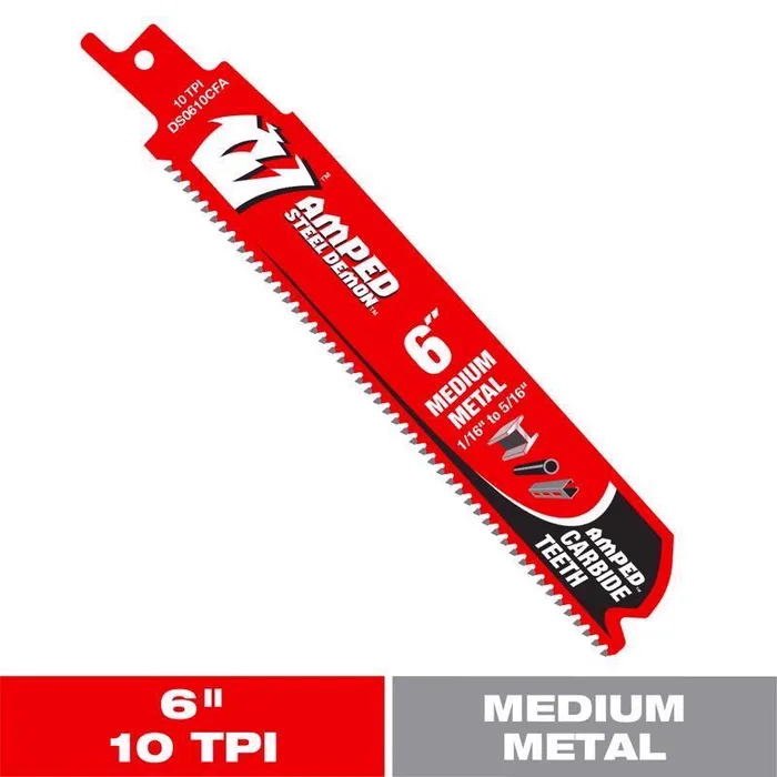Diablo Demo Demon Amped 6 in. Carbide Tipped Medium Metal Reciprocating Saw Blade 10 TPI 1 pk
