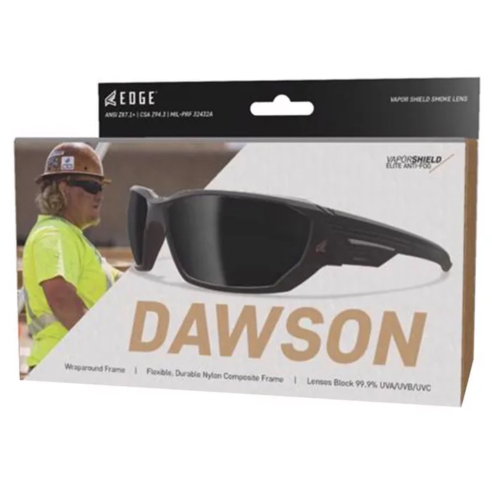 Edge Eyewear Dawson Anti-Fog Safety Glasses Smoke Lens Black Frame 1 pk