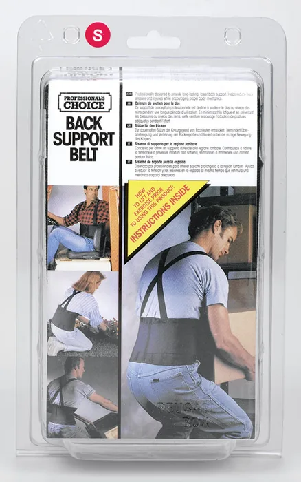 CLC 28 in to 32 in. Elastic Support Belt with Suspenders Back Support Belt Black S 1 pc