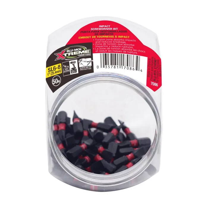Blu-Mol Xtreme Slotted 1 in. L Screwdriver Bit S2 Tool Steel 1 pc (Pack of 50)