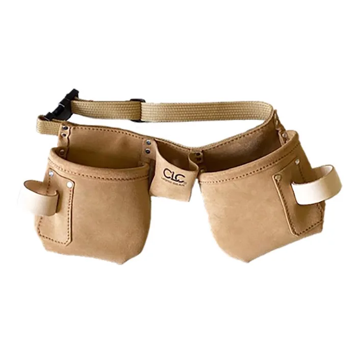 CLC 12 pocket Suede Leather Child Tool and Nail Bag with Belt Beige