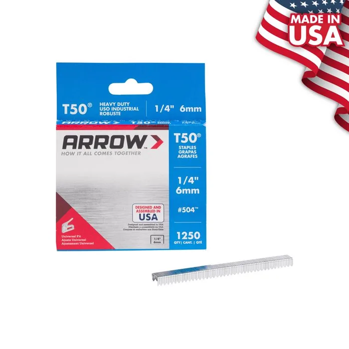 Arrow T50 3/8 in. W X 1/4 in. L 18 Ga. Flat Crown Heavy Duty Staples 1250 pk (Pack of 4)