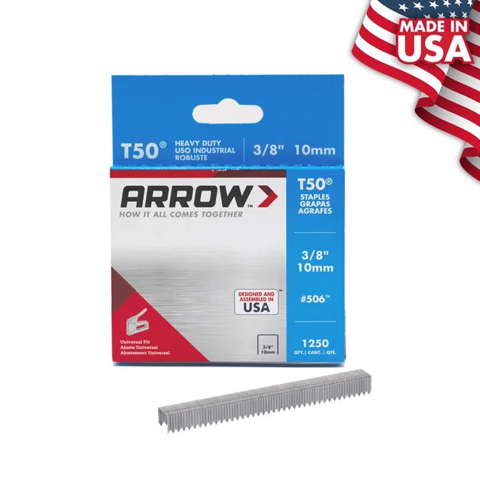 Arrow T50 3/8 in. W X 3/8 in. L Flat Crown Heavy Duty Staples 1250 pk (Pack of 4)