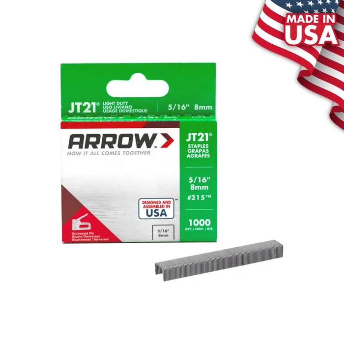 Arrow JT21 7/16 in. W X 5/16 in. L 23 Ga. Wide Crown Light Duty Staples 1000 pk (Pack of 5)