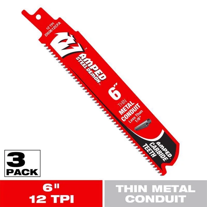 Diablo Amped 6 in. Carbide Tipped Reciprocating Saw Blade 12 TPI 3 pk