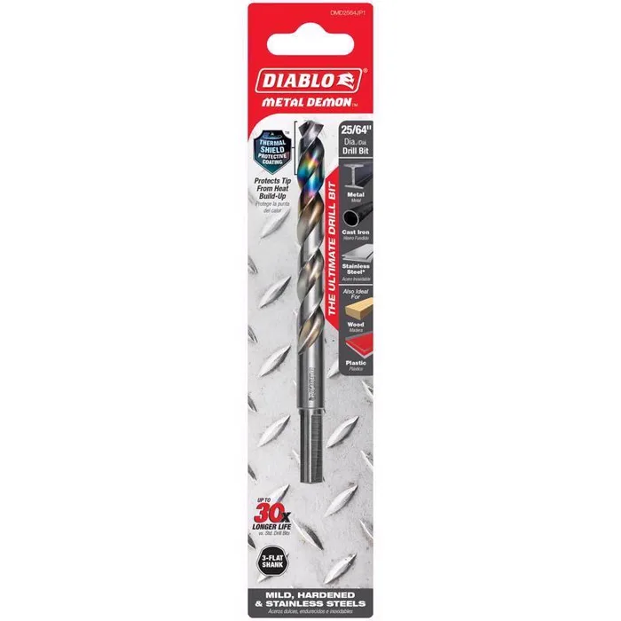 Diablo Metal Demon 25/64 in. X 5.2 in. L Stainless Steel Drill Bit 3-Flat Shank 1 pc