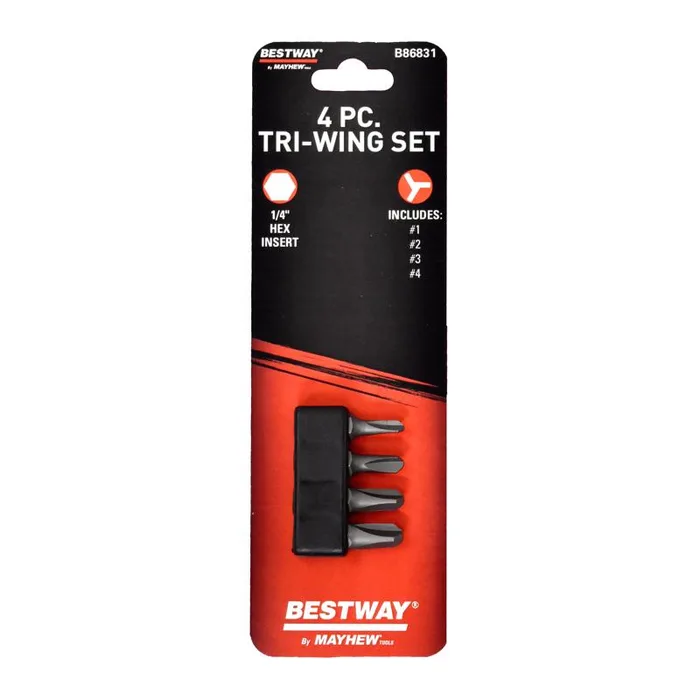 Mayhew Bestway Tri-Wing Screwdriver Bit Set 4 pc