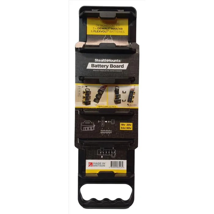 StealthMounts DeWalt MAX/XR and FlexVolt Battery Rack Black
