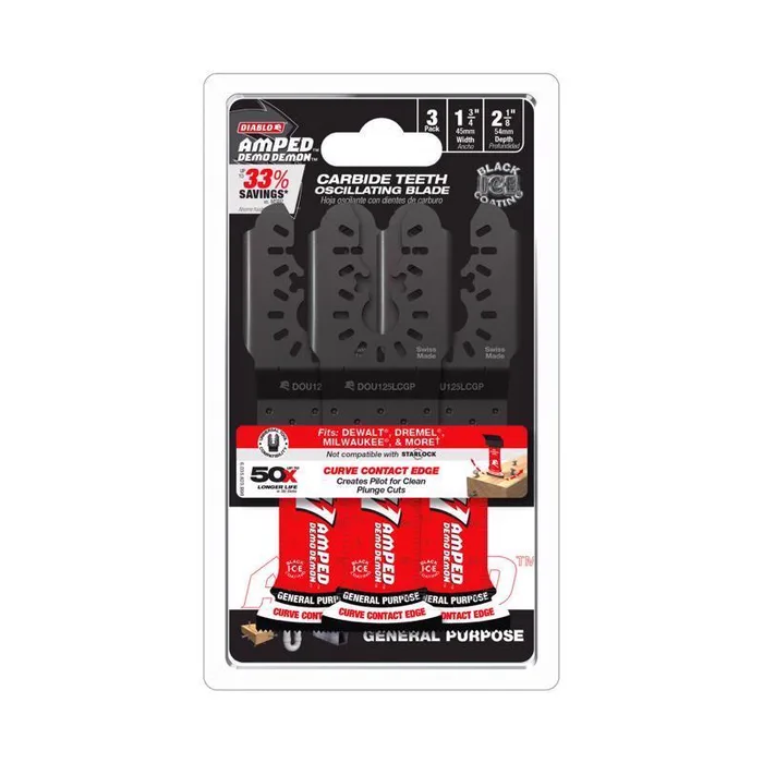 Diablo Demo Demon 2-1/8 in. L X 1-1/4 in. W Carbide General Purpose Oscillating Blade 3 pk