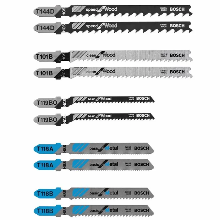 Bosch High Carbon Steel T-Shank Jig Saw Blade Set 10 pc