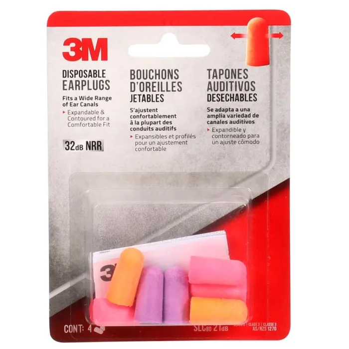3M 32 dB Soft Foam Earplugs Assorted 4 pair