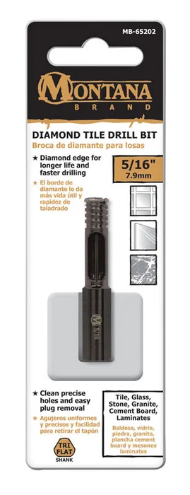 Montana Brand Diamond 5/16 in. Alloy Steel Tile Drill Bit 3-Flat Shank 1 pc