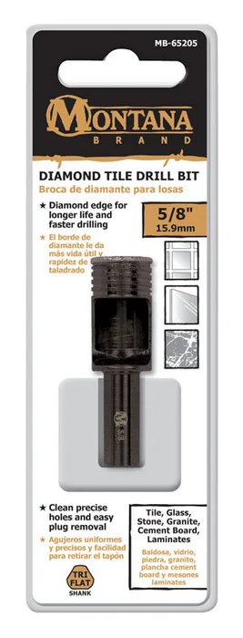 Montana Brand Diamond 5/8 in. Alloy Steel Tile Drill Bit 3-Flat Shank 1 pc
