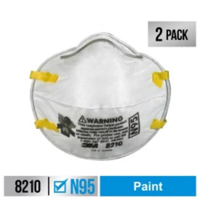 3M N95 Paint Prep Cup Disposable Respirator White One Size Fits All 2 pc