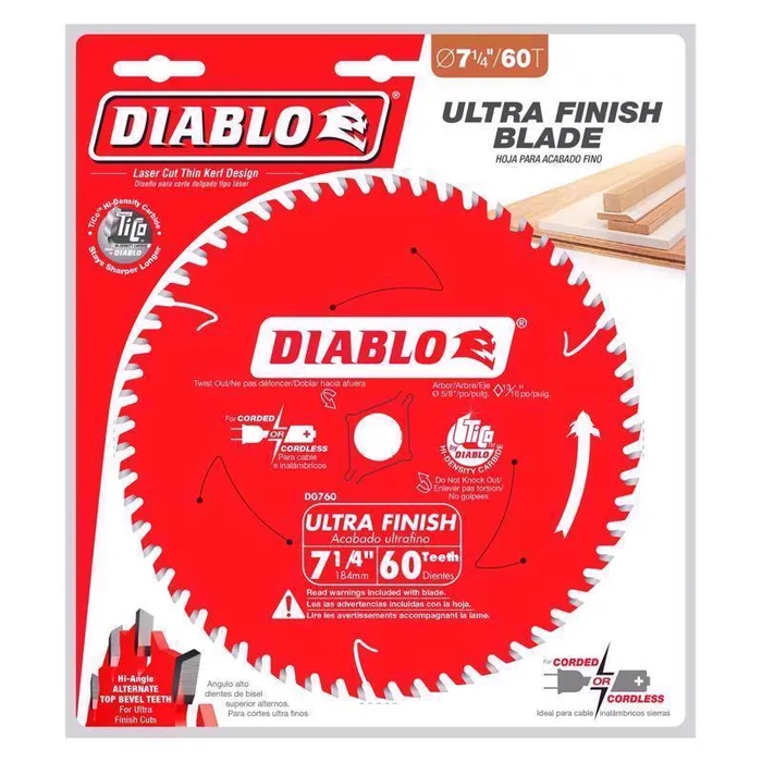 Diablo 7-1/4 in. D X 5/8 in. TiCo Hi-Density Carbide Finishing Saw Blade 60 teeth 1 pk (Pack of 10)