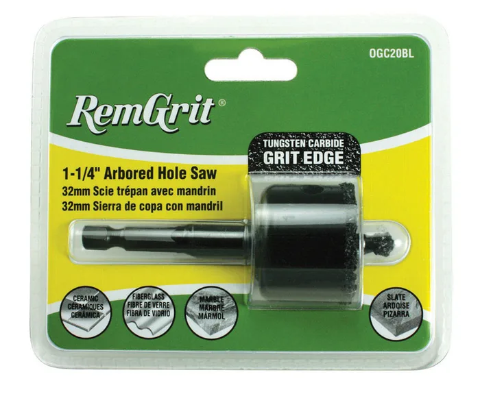 Disston 1-1/4 in. Carbide Grit 1/4 in. D Hole Saw Arbor Arbor Included (Pack of 2)