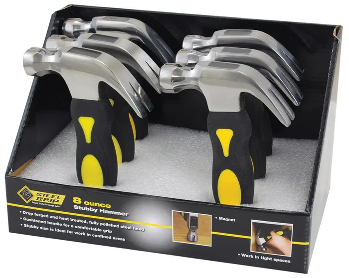 Steel Grip 8 oz Stubby Claw Hammer 11 in. Steel Handle (Pack of 6)