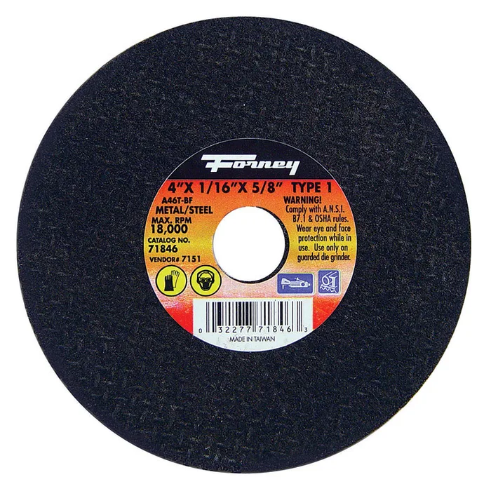 Forney 4 in. D X 5/8 in. X 1/16 in. thick Aluminum Oxide Metal Cut-Off Wheel 1 pc