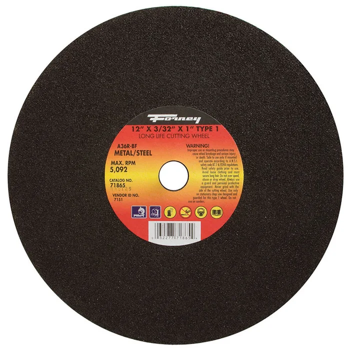 Forney 12 in. D X 1 in. X 3/32 in. thick Aluminum Oxide Metal Cutting Wheel 1 pc