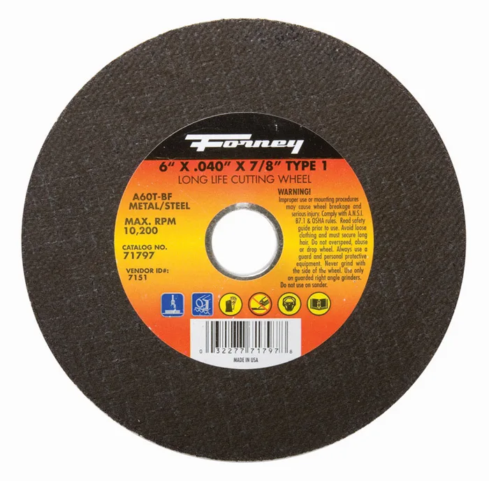 Forney 6 in. D X 7/8 in. X .040 in. thick Aluminum Oxide Metal Cut-Off Wheel 1 pc