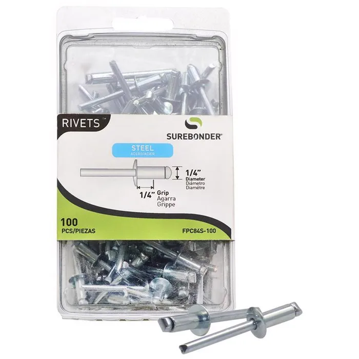 Surebonder 1/4 in. D X 1/4 in. Steel Rivets Silver 100 pc