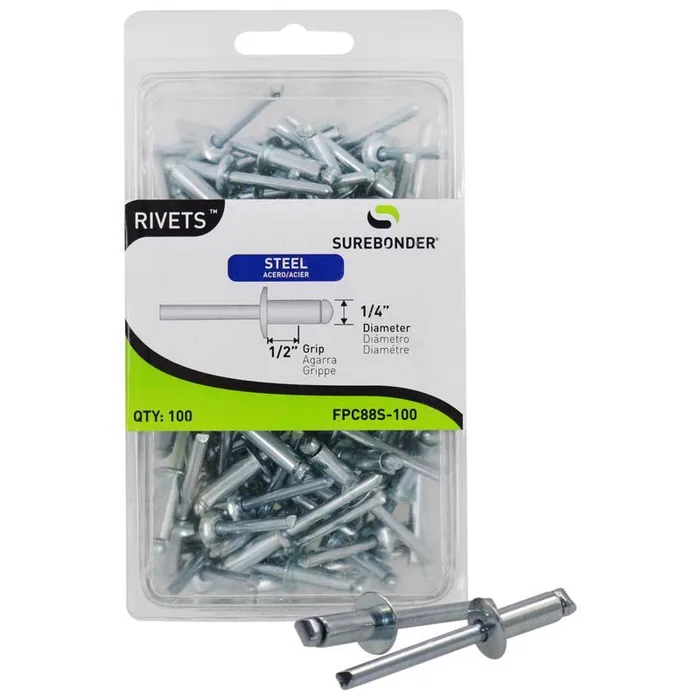 Surebonder 1/4 in. D X 1/2 in. Steel Rivets Silver 100 pk