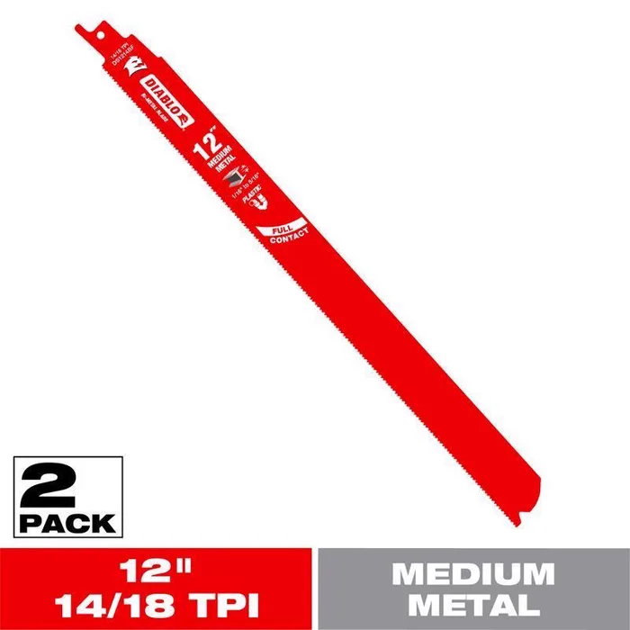 Diablo Steel Demon 12 in. Bi-Metal Dual Tooth Reciprocating Saw Blade 14/18 TPI 2 pk (Pack of 5)