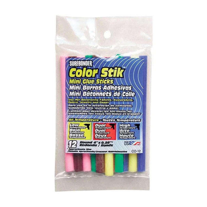 Surebonder Color Stik .28 in. D X 4 in. L Mini Glue Sticks Assorted Colors 12 pk