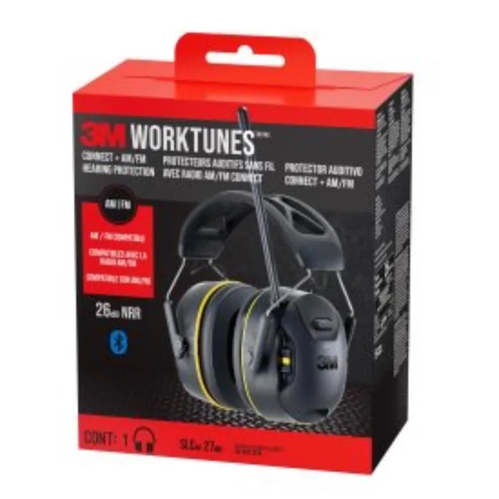 3M WorkTunes 24 dB Soft Foam Bluetooth Earplugs/Earphones w/Mic Black 1 pair