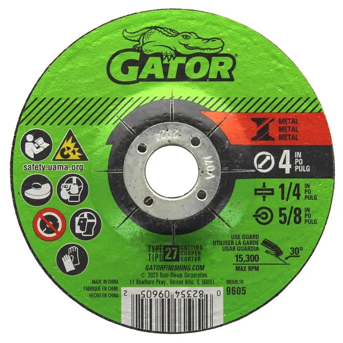 Gator 4 in. D X 5/8 X 1/4 in. thick Metal Grinding Wheel 1 pc