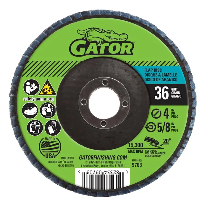 Gator 4 in. D X 5/8 in. Zirconia Aluminum Oxide Flap Disc 36 Grit 1 pk