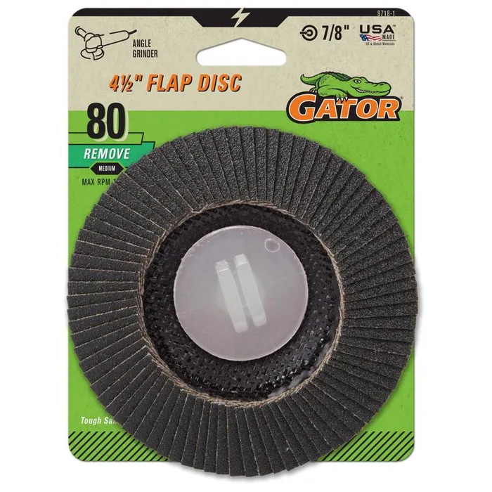 Gator 4-1/2 in. D X 7/8 in. Zirconia Aluminum Oxide Flap Disc 80 Grit 1 pk