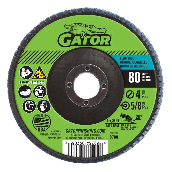 Gator 4 in. D X 5/8 in. Zirconia Aluminum Oxide Flap Disc 80 Grit 1 pk
