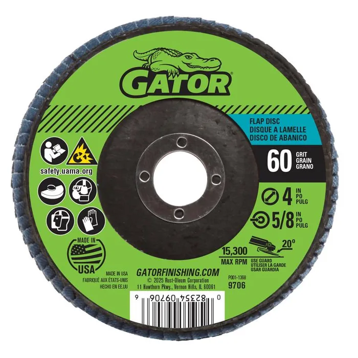 Gator 4 in. D X 5/8 in. Zirconia Aluminum Oxide Flap Disc 60 Grit 1 pk