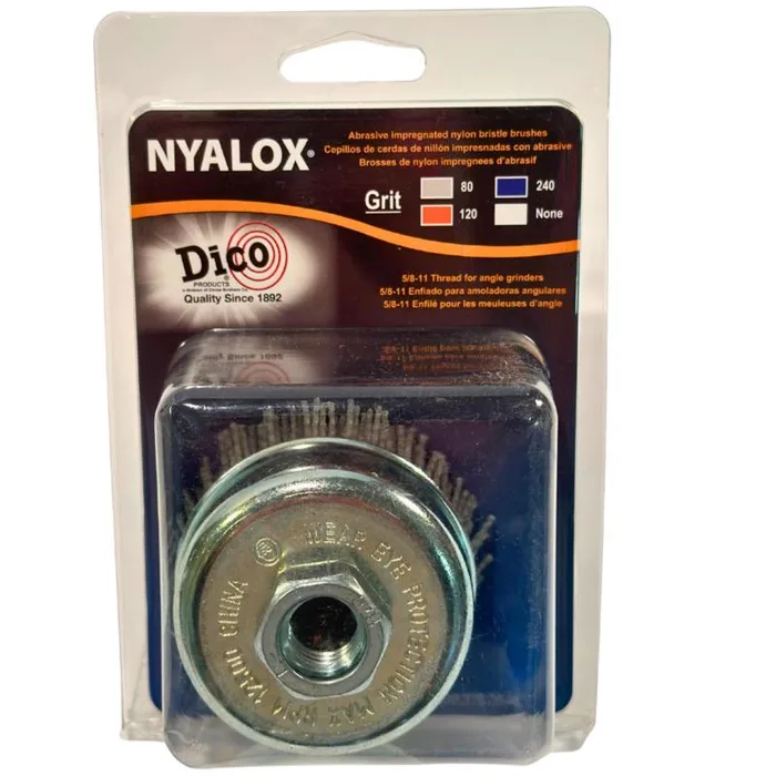 Dico Nyalox 3 in. D X 5/8-11 in. X 1/4 in. D Crimped Nylon Mandrel Mounted Cup Brush 12500 rpm 1 pc