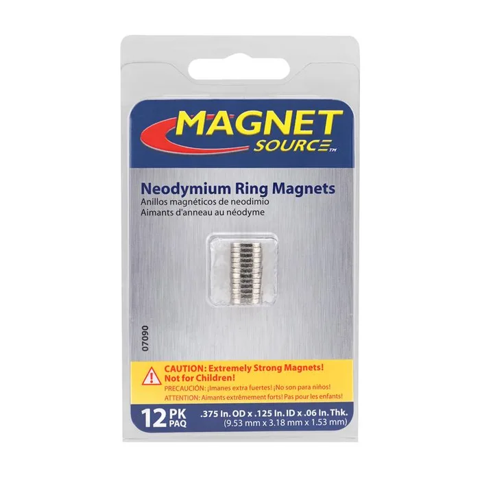 Magnet Source .06 in. L X .375 in. W Silver Ring Magnet Rings 3.3 lb. pull 12 pc