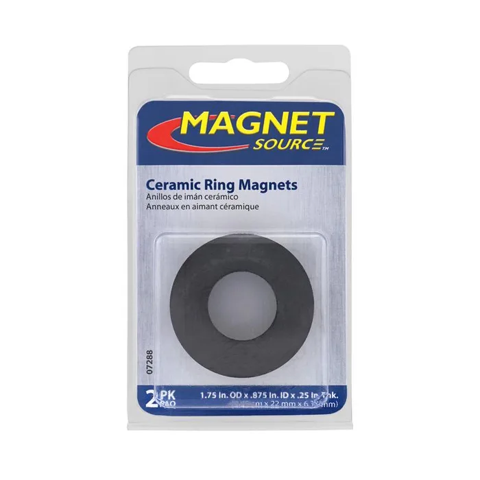 Magnet Source .225 in. L X 1.75 in. W Black Magnet Rings 2.1 lb. pull 2 pc