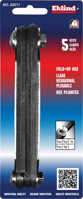 Eklind 3/16 to 3/8 in. SAE Fold-Up Hex Key Set 5 pc