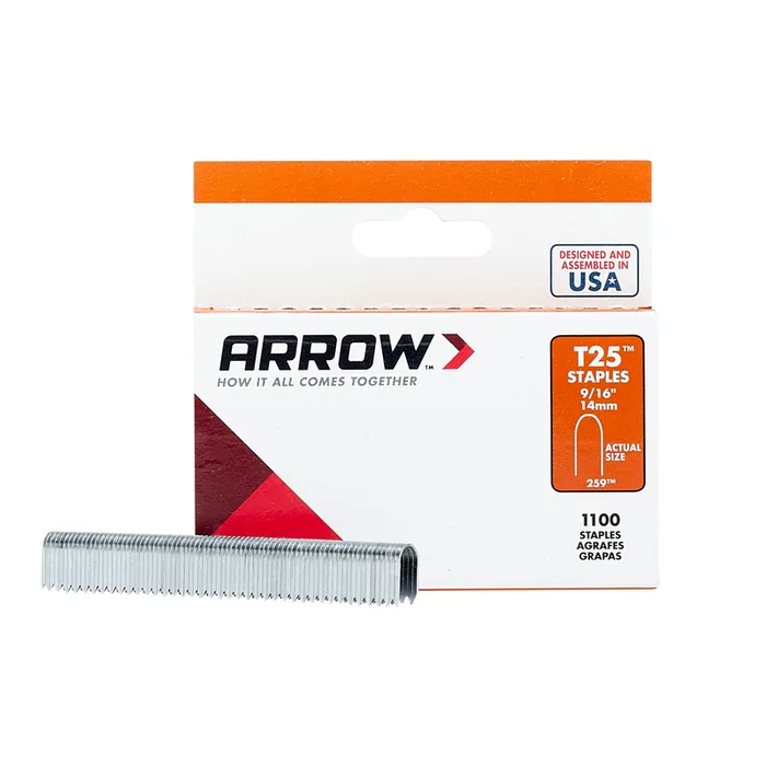 Arrow T25 1/4 in. W X 9/16 in. L 18 Ga. Round Crown Wire Staples 1100 pk (Pack of 5)